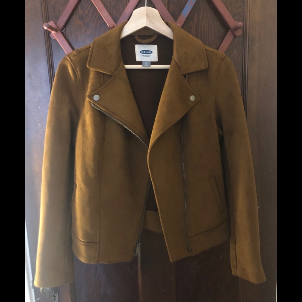 Faux suede cognac Moto jacket
